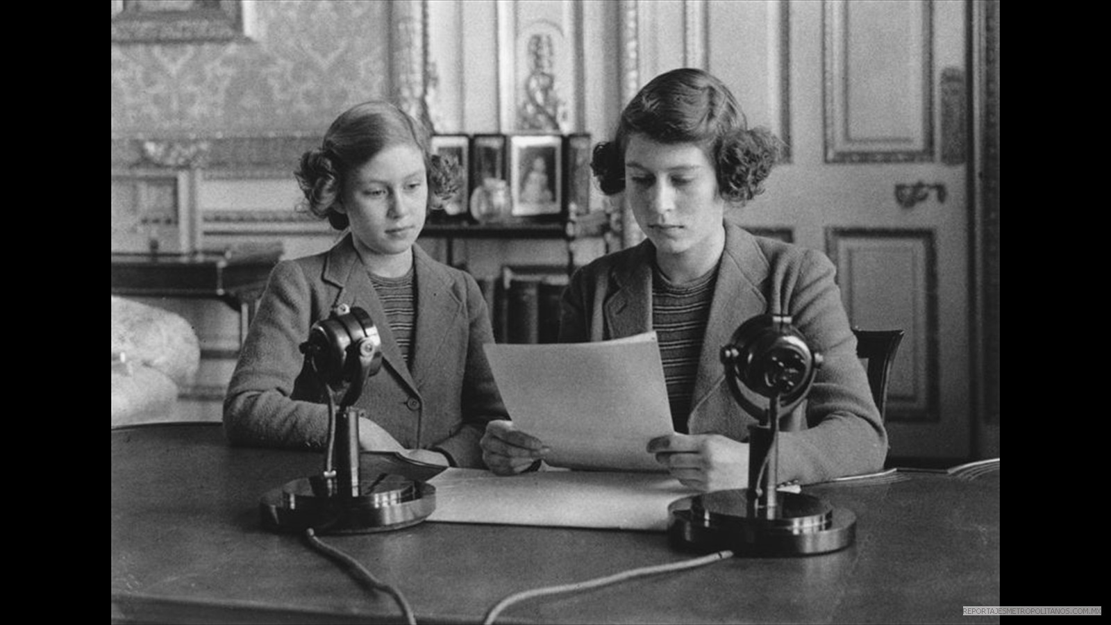 Las princesas Margarita e Isabel, el 10 de octubre de 1940, en mensaje a niños del Imperio Británico en la II Guerra Mundial